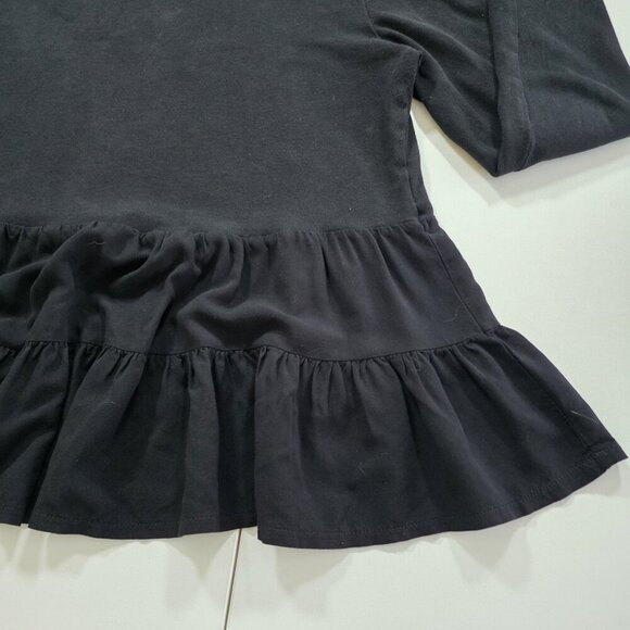 Zara Tunic Womens L Black LS Monochrome Knit Top Tiered Hem Goth Lagenlook Boho - Picture 10 of 14